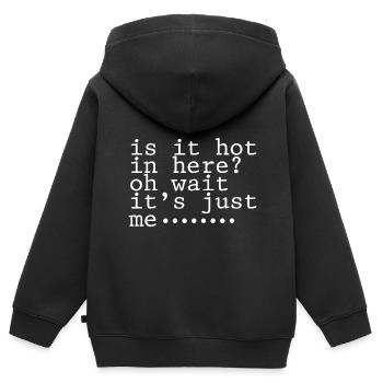 Est-ce qu’il fait chaud ici, oh attendez, c’est juste moi 4 - Sweat Premium à capuche zippé enfant bio - noir - Dos - AI Model Kid Male (0cm)
