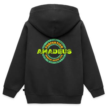 Perfektion Amadeus - Kinder Premium Organic Zip Hoodie - Schwarz - Hinten - AI Model Kid Male (0cm)