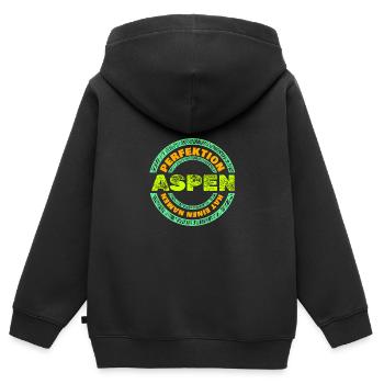 Perfektion für Aspen Aspen Perfekt - Kinder Premium Organic Zip Hoodie - Schwarz - Hinten - AI Model Kid Male (0cm)