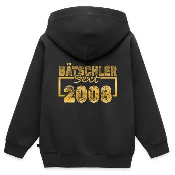 Single 2008 - Kinder Premium Organic Zip Hoodie - Schwarz - Hinten - AI Model Kid Male (0cm)