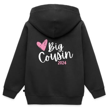 Ich werde große Cousine 2024 Herz Loading Süß - Kinder Premium Organic Zip Hoodie - Schwarz - Hinten - AI Model Kid Male (0cm)
