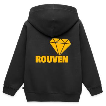 Edel Rouven - Kinder Premium Organic Zip Hoodie - Schwarz - Hinten - AI Model Kid Male (0cm)