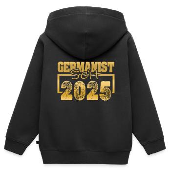 Uni 2025 - Kinder Premium Organic Zip Hoodie - Schwarz - Hinten - AI Model Kid Male (0cm)