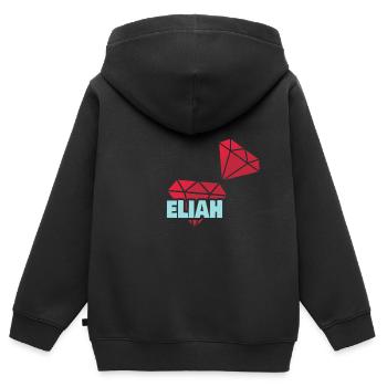 Eliah als Kostbar - Kinder Premium Organic Zip Hoodie - Schwarz - Hinten - AI Model Kid Male (0cm)