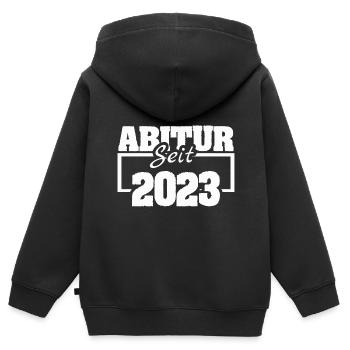 2023 - Kinder Premium Organic Zip Hoodie - Schwarz - Hinten - AI Model Kid Male (0cm)