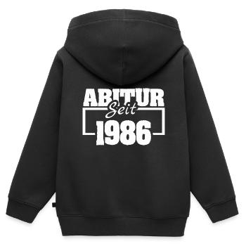 1986 - Kinder Premium Organic Zip Hoodie - Schwarz - Hinten - AI Model Kid Male (0cm)