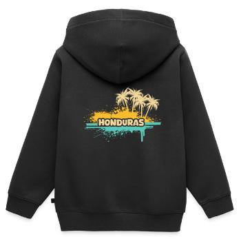Honduras - Kinder Premium Organic Zip Hoodie - Schwarz - Hinten - AI Model Kid Male (0cm)