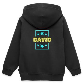 David David - Sweat Premium à capuche zippé enfant bio - noir - Dos - AI Model Kid Male (0cm)