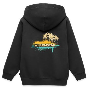 Willemstad als Urlaub - Kinder Premium Organic Zip Hoodie - Schwarz - Hinten - AI Model Kid Male (0cm)