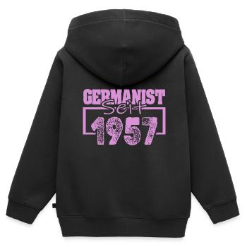1957 - Kinder Premium Organic Zip Hoodie - Schwarz - Hinten - AI Model Kid Male (0cm)