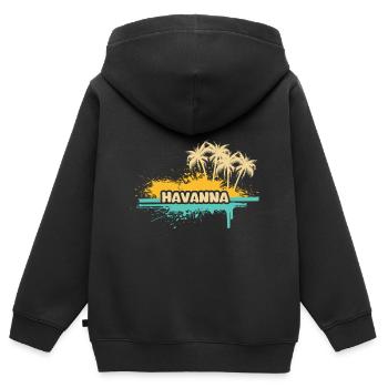 Urlaub Havanna - Kinder Premium Organic Zip Hoodie - Schwarz - Hinten - AI Model Kid Male (0cm)