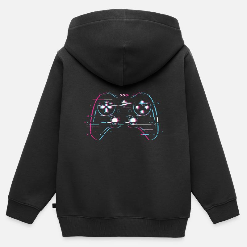 Controller Gaming - Kinder Premium Organic Zip Hoodie - Schwarz