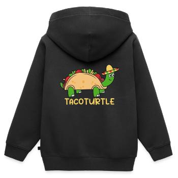 Cuisine mexicaine Fiesta Taco Tacoturtle - Sweat Premium à capuche zippé enfant bio - noir - Dos - AI Model Kid Male (0cm)