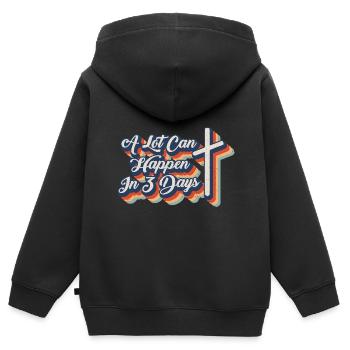 Beaucoup de choses peuvent se passer en 3 jours de la résurrection de Jésus - Sweat Premium à capuche zippé enfant bio - noir - Dos - AI Model Kid Male (0cm)