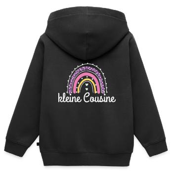 Ich bin die kleine Cousine Regenbogen - Kinder Premium Organic Zip Hoodie - Schwarz - Hinten - AI Model Kid Male (0cm)