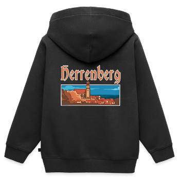 Herrenberg Stadt Altstadt Deutschland - Kinder Premium Organic Zip Hoodie - Schwarz - Hinten - AI Model Kid Male (0cm)