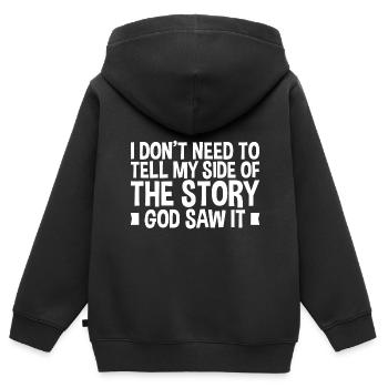 Je n’ai pas besoin de raconter ma version de l’histoire - Sweat Premium à capuche zippé enfant bio - noir - Dos - AI Model Kid Male (0cm)