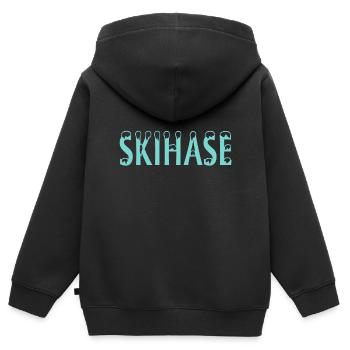Skihase Ski - Kinder Premium Organic Zip Hoodie - Schwarz - Hinten - AI Model Kid Male (0cm)