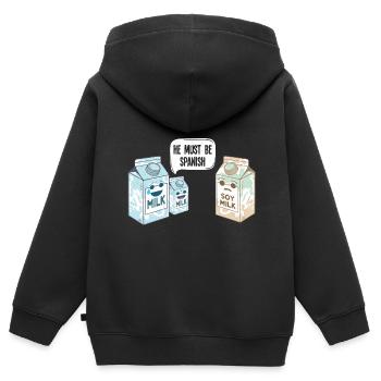 Sojamilch - Soy Milk spanisch - Kinder Premium Organic Zip Hoodie - Schwarz - Hinten - AI Model Kid Male (0cm)