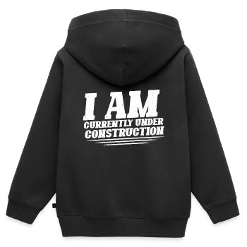 Je suis actuellement en construction 14 - Sweat Premium à capuche zippé enfant bio - noir - Dos - AI Model Kid Male (0cm)