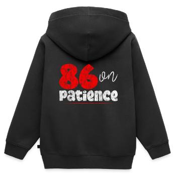 86 On Patience 3 - Kinder Premium Organic Zip Hoodie - Schwarz - Hinten - AI Model Kid Male (0cm)