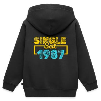 1987 - Kinder Premium Organic Zip Hoodie - Schwarz - Hinten - AI Model Kid Male (0cm)