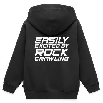 Facilement excité par l’escalade - Sweat Premium à capuche zippé enfant bio - noir - Dos - AI Model Kid Male (0cm)