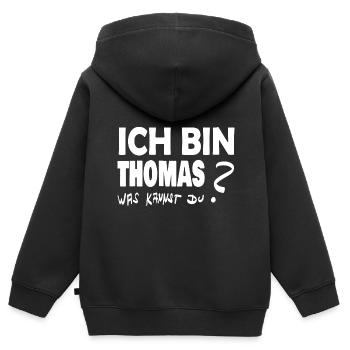 Gift for Thomas - Kids Premium Organic Zip-up Hoodie - black - Back - AI Model Kid Male (0cm)