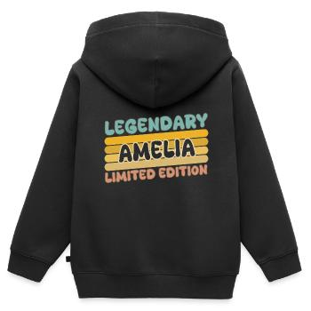 Name Amelia - Kinder Premium Organic Zip Hoodie - Schwarz - Hinten - AI Model Kid Male (0cm)