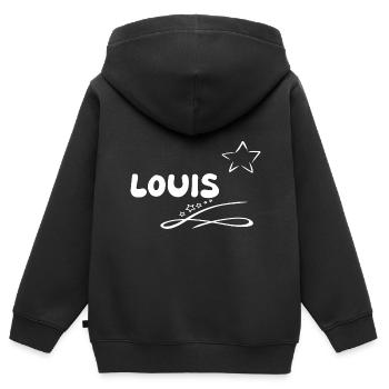 Gift Louis - Kids Premium Organic Zip-up Hoodie - black - Back - AI Model Kid Male (0cm)