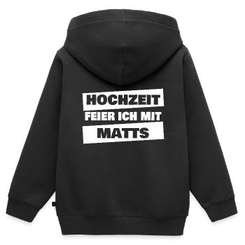 Tapis d’enterrement de vie de garçon - Sweat Premium à capuche zippé enfant bio - noir - Dos - AI Model Kid Male (0cm)