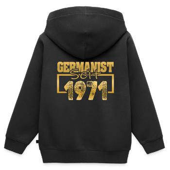 Uni 1971 - Kinder Premium Organic Zip Hoodie - Schwarz - Hinten - AI Model Kid Male (0cm)