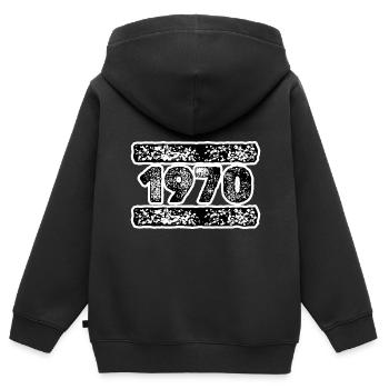 Jahreszahl 1970 - Kinder Premium Organic Zip Hoodie - Schwarz - Hinten - AI Model Kid Male (0cm)
