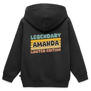 Nom : Amanda - Sweat Premium à capuche zippé enfant bio - noir - Dos - AI Model Kid Male (0cm)