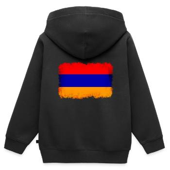 Arménie - Sweat Premium à capuche zippé enfant bio - noir - Dos - AI Model Kid Male (0cm)