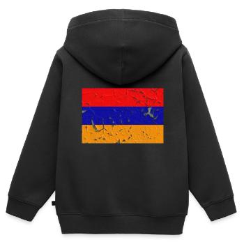 Arménie - Sweat Premium à capuche zippé enfant bio - noir - Dos - AI Model Kid Male (0cm)
