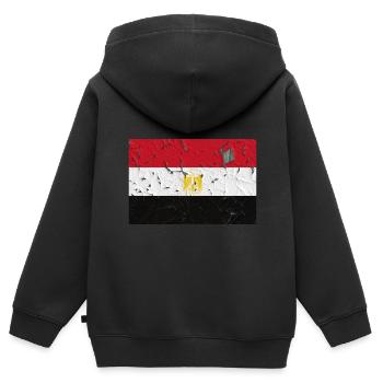 Égypte - Sweat Premium à capuche zippé enfant bio - noir - Dos - AI Model Kid Male (0cm)