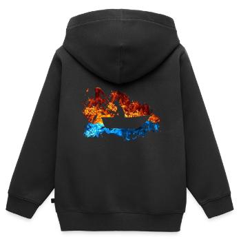 Feuer Bootsangler Flammen Fischerboot Angler - Kinder Premium Organic Zip Hoodie - Schwarz - Hinten - AI Model Kid Male (0cm)