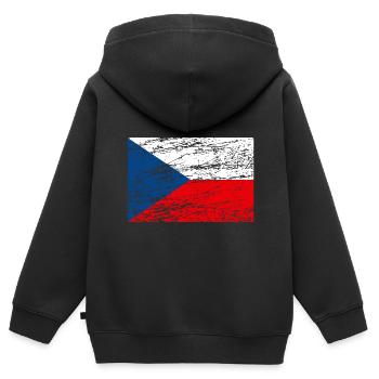Tschechien Flagge - Kinder Premium Organic Zip Hoodie - Schwarz - Hinten - AI Model Kid Male (0cm)