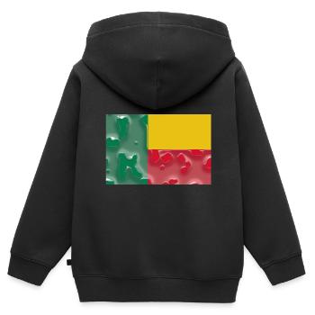 Pays pour le Bénin Drapeau national du Bénin - Sweat Premium à capuche zippé enfant bio - noir - Dos - AI Model Kid Male (0cm)