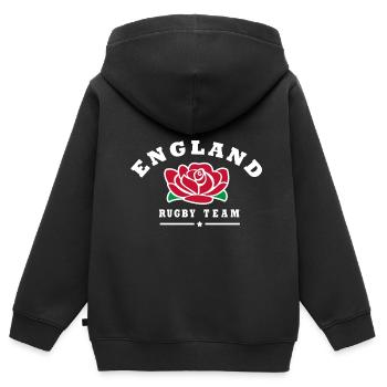 Englische Rugby-Mannschaft - Kinder Premium Organic Zip Hoodie - Schwarz - Hinten - AI Model Kid Male (0cm)