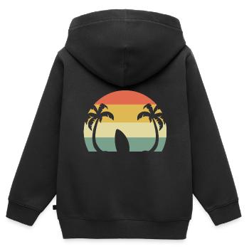Surfing Beach Reisender - Kinder Premium Organic Zip Hoodie - Schwarz - Hinten - AI Model Kid Male (0cm)