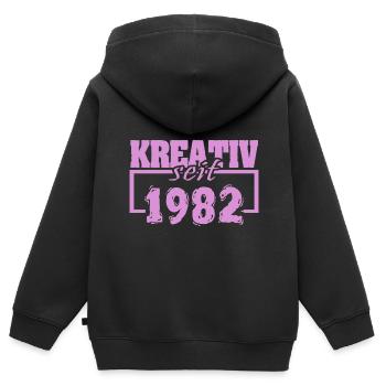 Kreativ 1982 - Kinder Premium Organic Zip Hoodie - Schwarz - Hinten - AI Model Kid Male (0cm)
