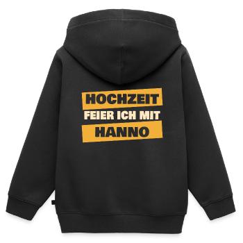 Hanno als JGA - Kinder Premium Organic Zip Hoodie - Schwarz - Hinten - AI Model Kid Male (0cm)