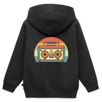 Antikes Radio Antiquitätensammler - Kinder Premium Organic Zip Hoodie - Schwarz - Hinten - AI Model Kid Male (0cm)