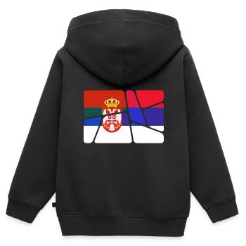 Serbie Serbie - Sweat Premium à capuche zippé enfant bio - noir - Dos - AI Model Kid Male (0cm)