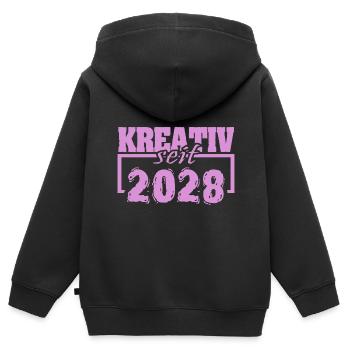 2028 - Sweat Premium à capuche zippé enfant bio - noir - Dos - AI Model Kid Male (0cm)