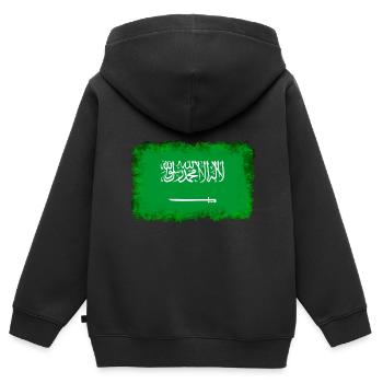 Cadeau pour l’Arabie - Sweat Premium à capuche zippé enfant bio - noir - Dos - AI Model Kid Male (0cm)