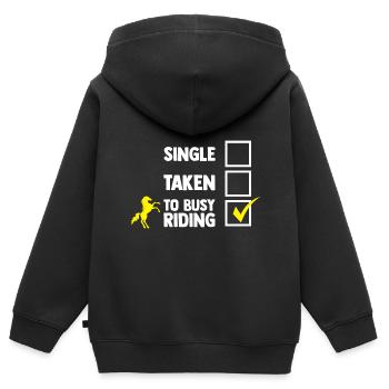 Amoureux des chevaux Équitation équestre - Sweat Premium à capuche zippé enfant bio - noir - Dos - AI Model Kid Male (0cm)