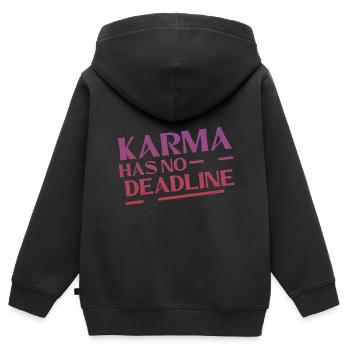 Karma Has No Deadline 4 - Kinder Premium Organic Zip Hoodie - Schwarz - Hinten - AI Model Kid Male (0cm)